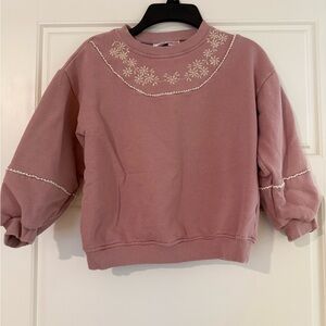 Zara Pink Sweatshirt with White Embroidery